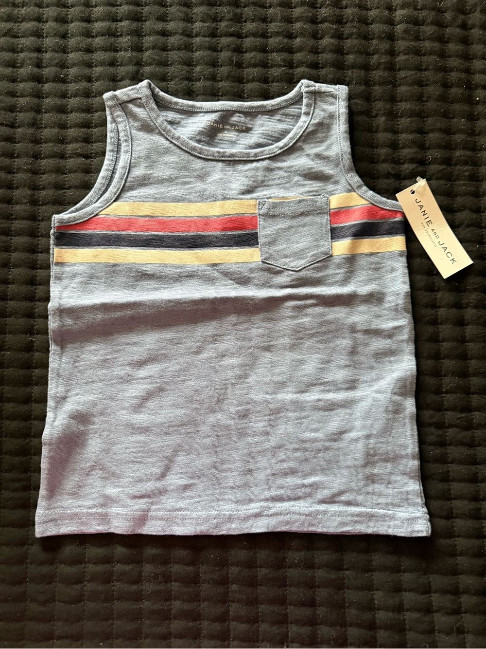 Janie and Jack Light Blue Tank with Red, Yellow & Navy Stripes